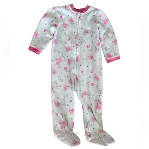 Little Me Baby Girl Floral Fleece Footed Sleeper pink- Size 18 Months